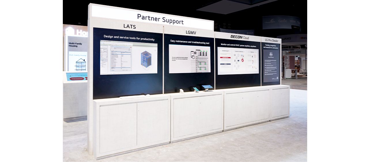 LG provided partners support system including LATS, LGMV and BECON Cloud service at AHR EXPO in Chicago.